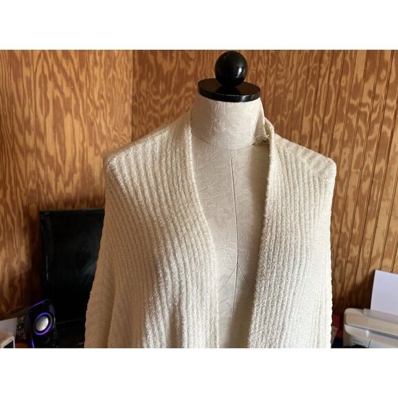 Barefoot Dreams Cozychic Lite Knit Soft Open Cardigan Cream 3/4 Sleeveless S/M - Picture 3 of 9